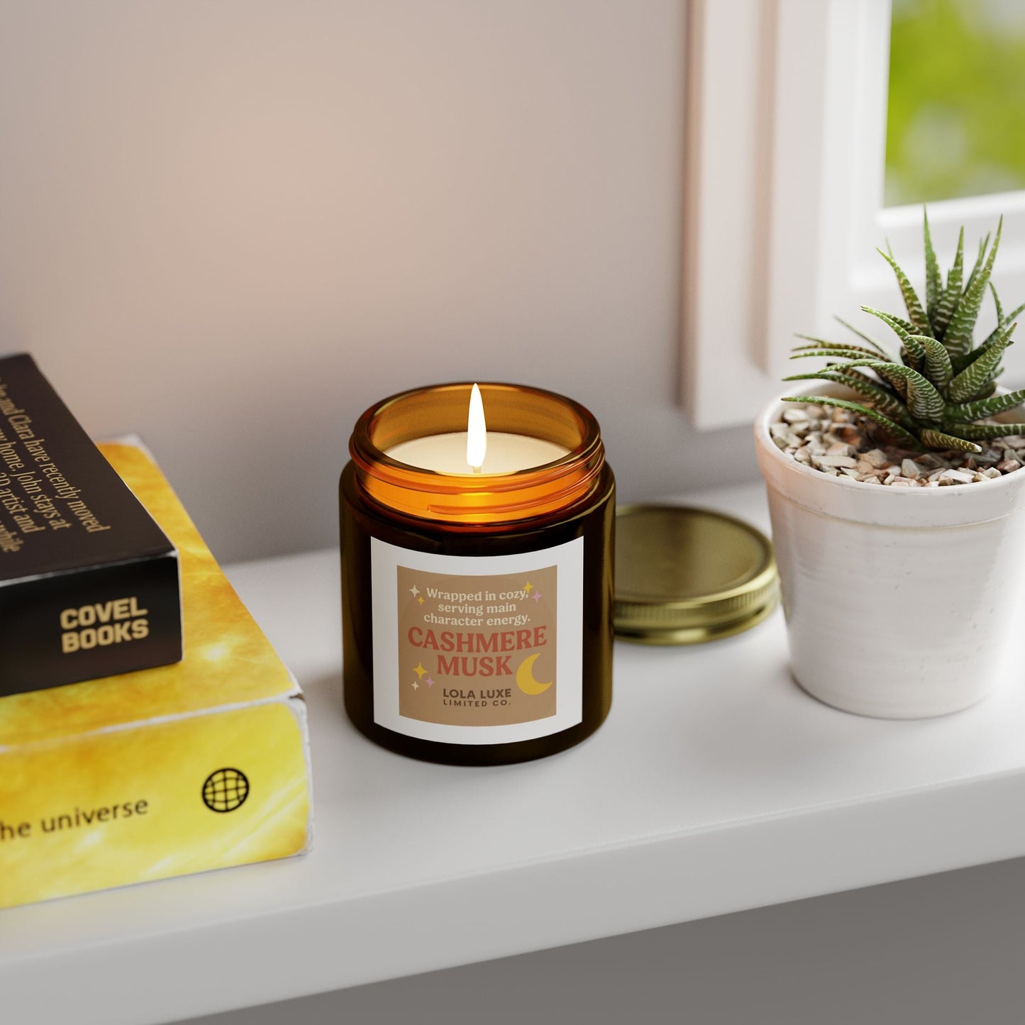 Cashmere Musk Scented Candles, Coconut Apricot Wax (4oz, 9oz)