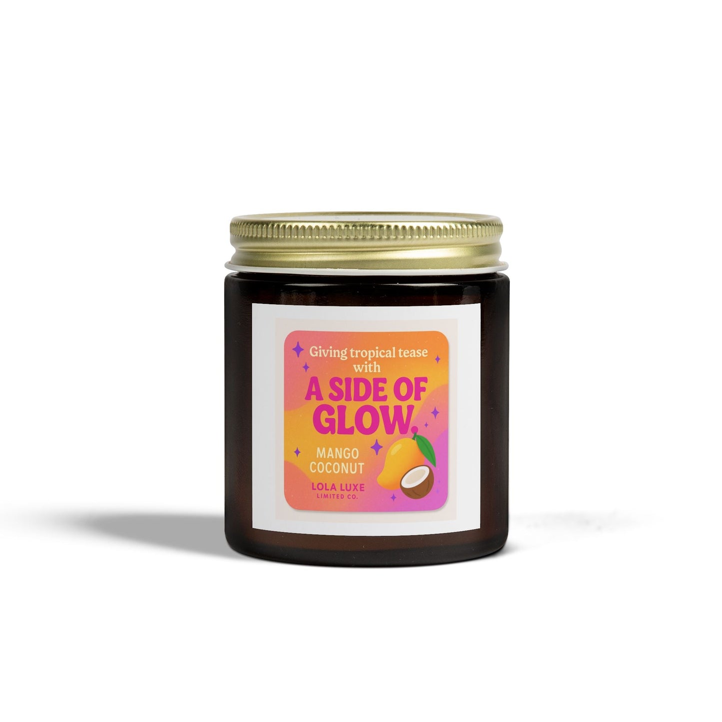 Mango Coconut Scented Candles, Coconut Apricot Wax (4oz, 9oz)