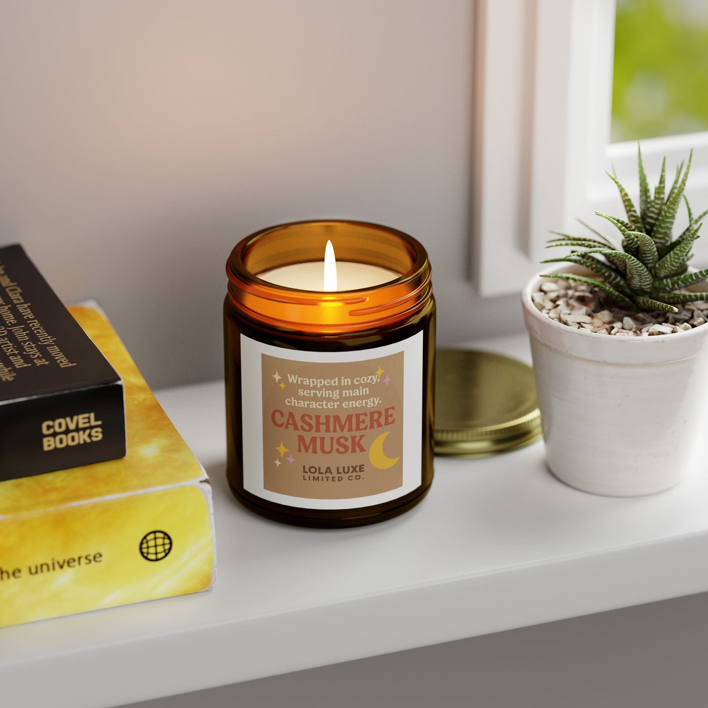 Cashmere Musk Scented Candles, Coconut Apricot Wax (4oz, 9oz)