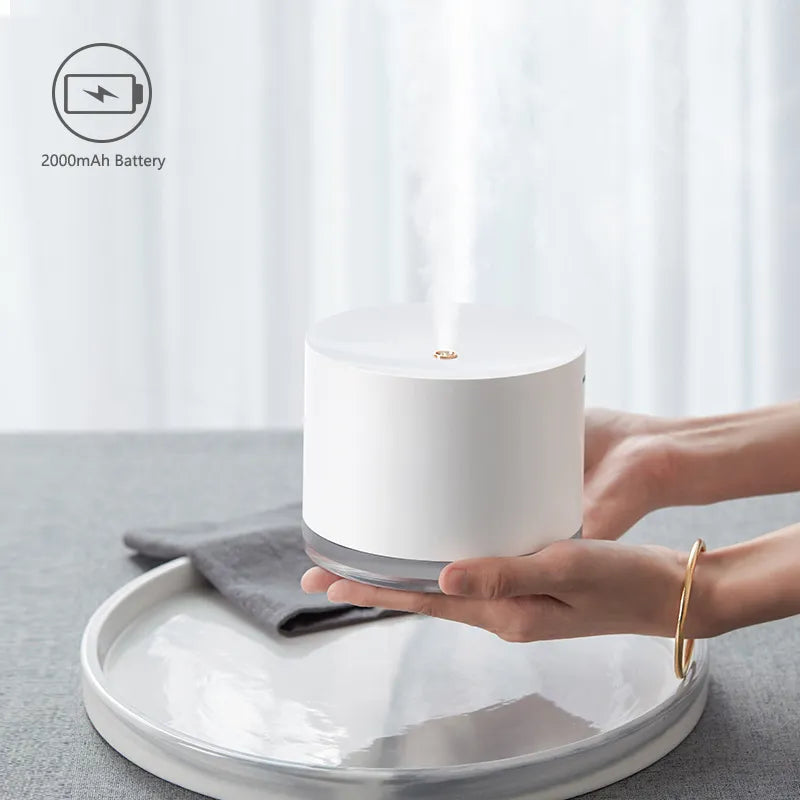 Portable Air Humidifier Wireless 2000mAh Usb Rechargeable Electric Night Lamp