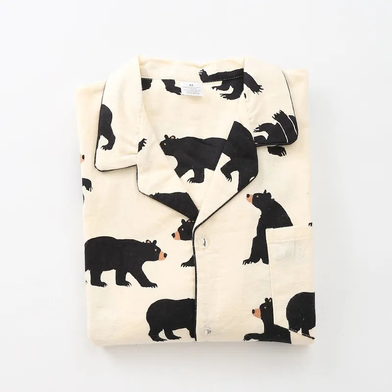Cute White Bear 100% Brushed Cotton Men Pajama Sets
