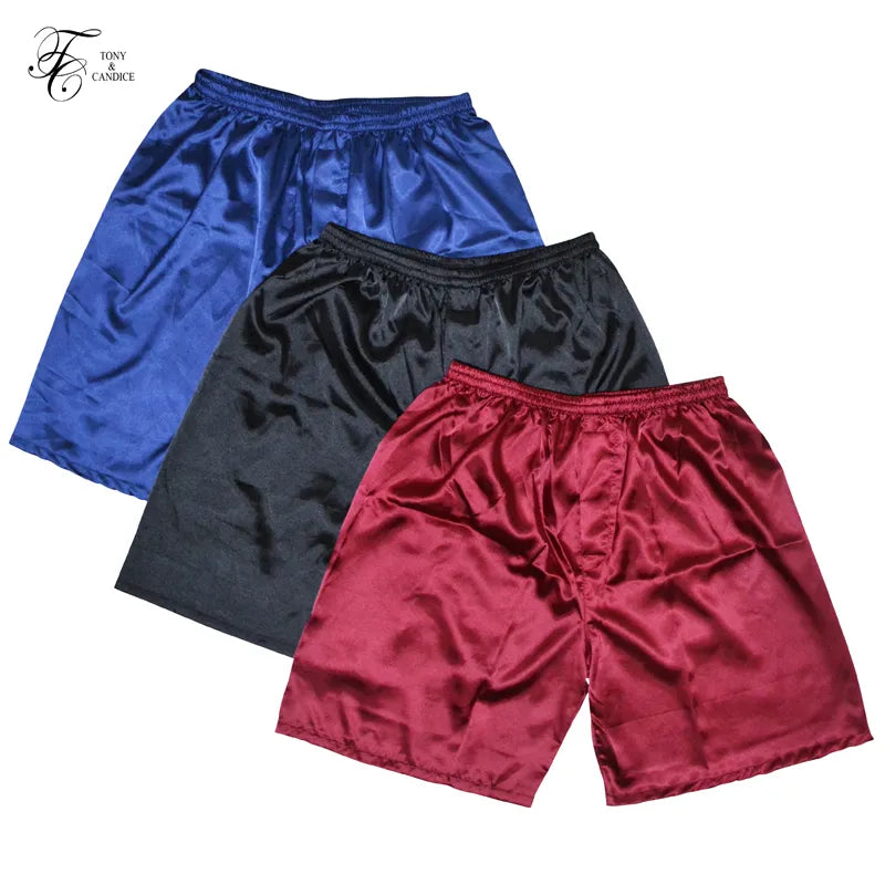 Tony&Candice 3pcs/Lot Men's Satin Silk Boxers