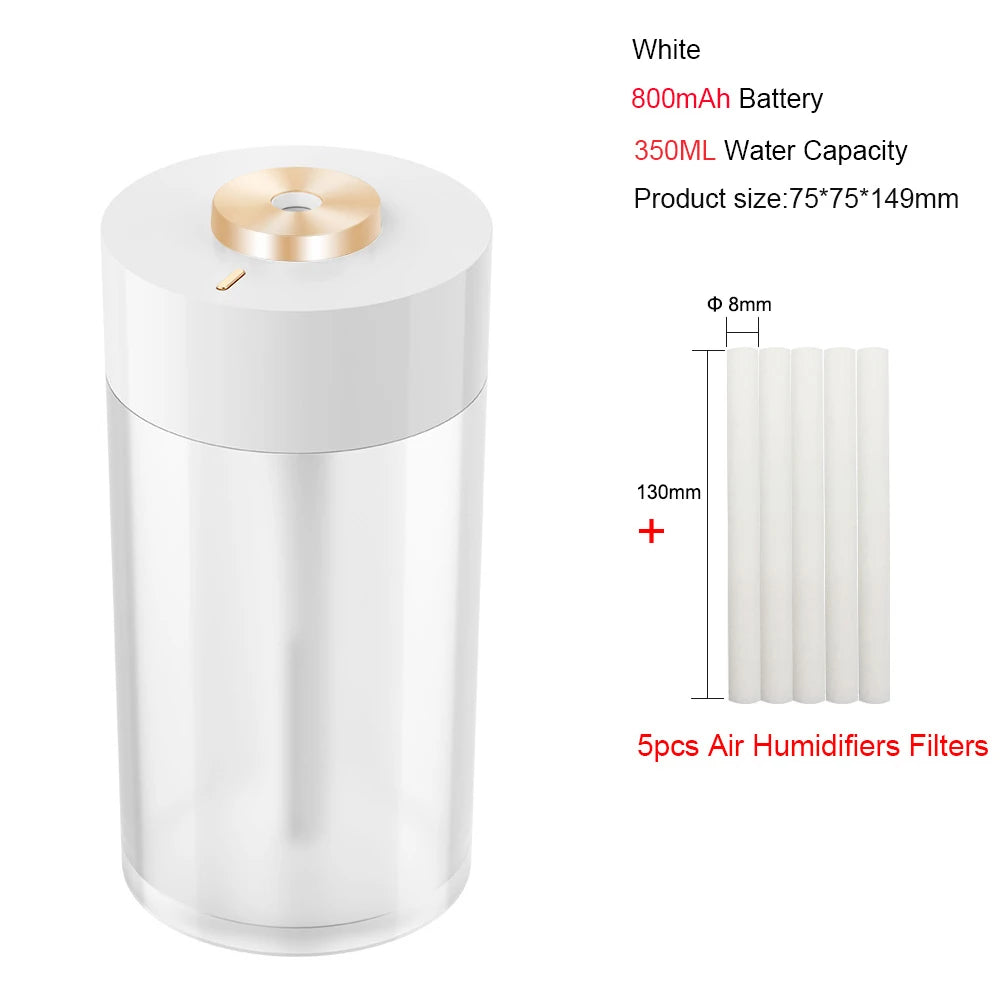 Portable Air Humidifier Wireless 2000mAh Usb Rechargeable Electric Night Lamp