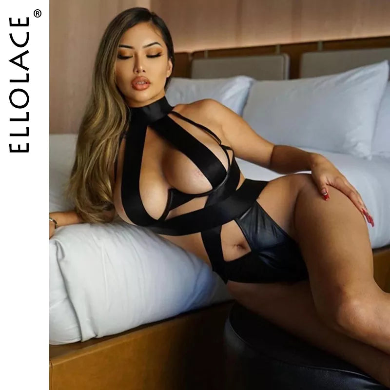 Ellolace Halter Lace Bodysuit - Sensual Sissy Wear