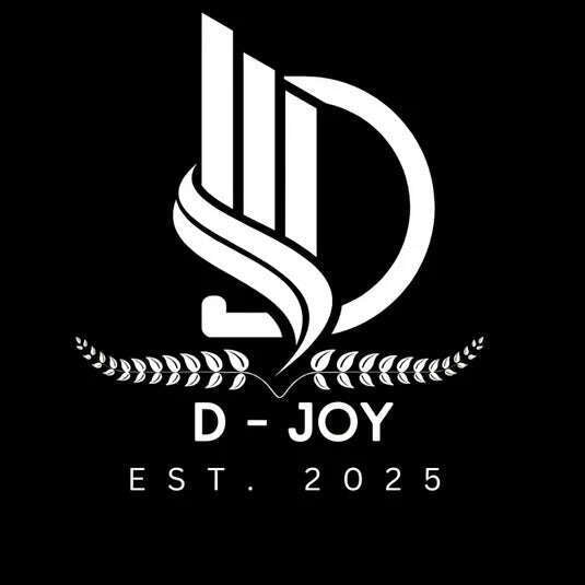 Vit D-Joy-logotyp med stiliserade bokstäver och årtalet 2025 på svart bakgrund.