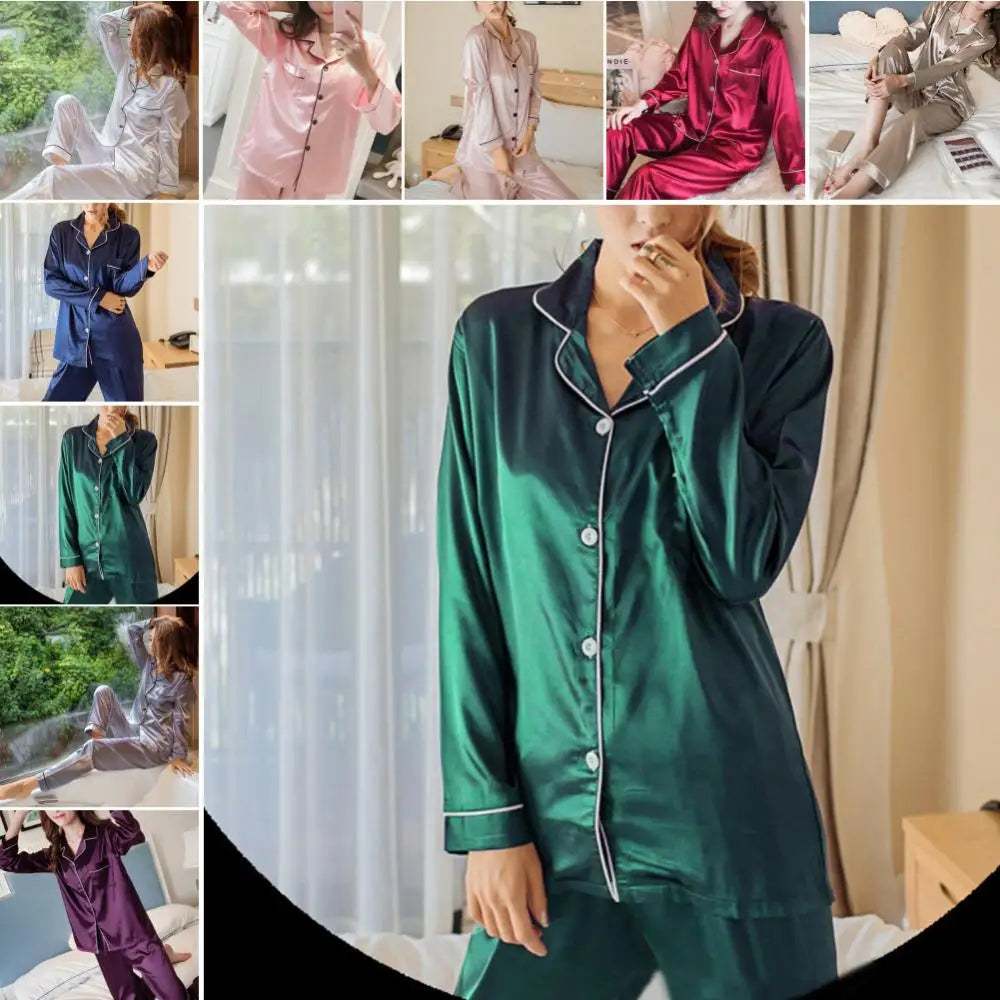 Silk Serenity: Luxe Satin Pajama Set for Women