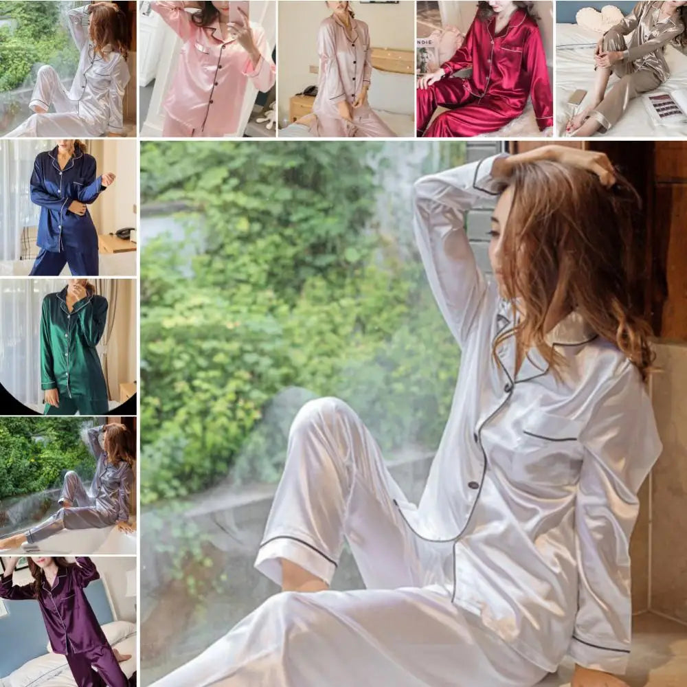 Silk Serenity: Luxe Satin Pajama Set for Women