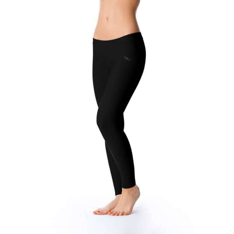 Svarta leggings med hög midja och tight passform i mjukt, stretchigt material.