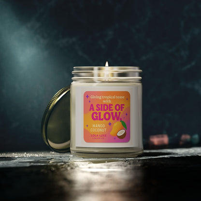 Mango Coconut Scented Candles, Coconut Apricot Wax (4oz, 9oz)