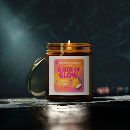 Mango Coconut Scented Candles, Coconut Apricot Wax (4oz, 9oz)