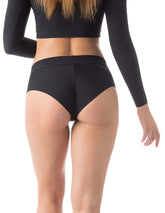 Svarta booty hotpants i stretchigt material med hög midja och smal skärning baktill.