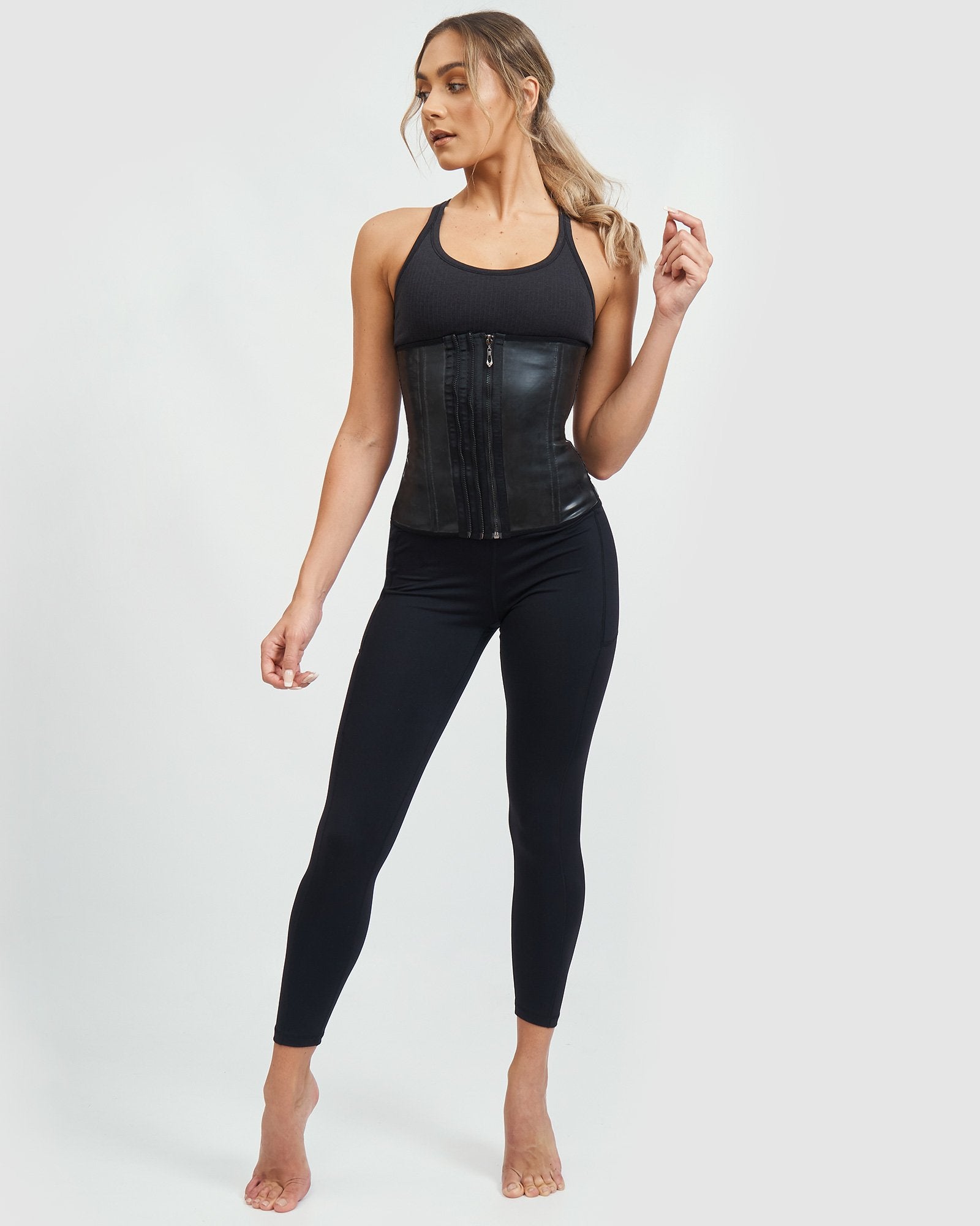 Core Trainer Deluxe Triple Zipper Latex Black