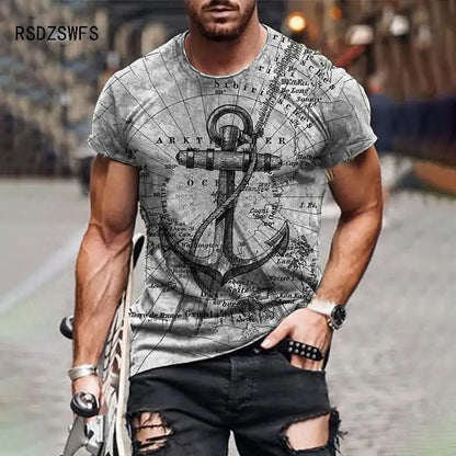 Anchor 3D Printed T Shirt Men