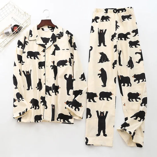 Cute White Bear 100% Brushed Cotton Men Pajama Sets