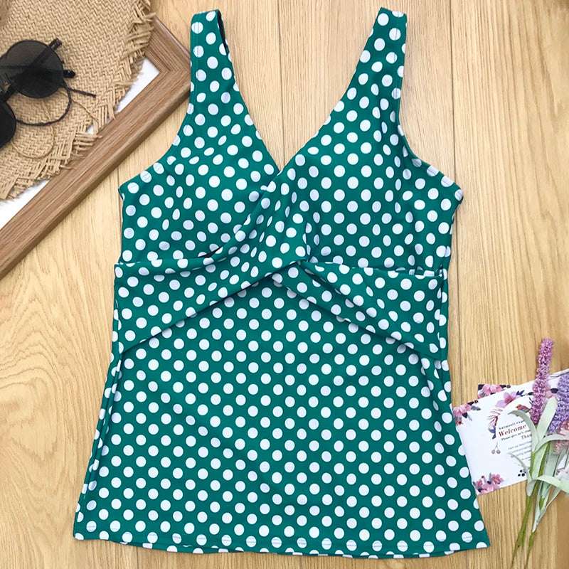 Polka Dots Print Plus Size Tankini Swimwear