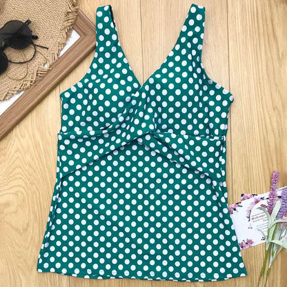 Polka Dots Print Plus Size Tankini Swimwear