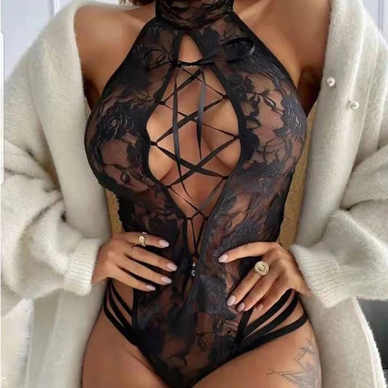 Seductive Open Bra Crotchless Lingerie Set