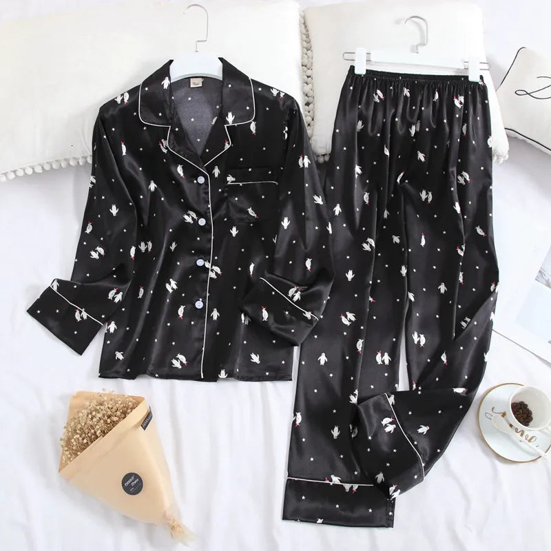 Autumn Ice Silk Pajamas