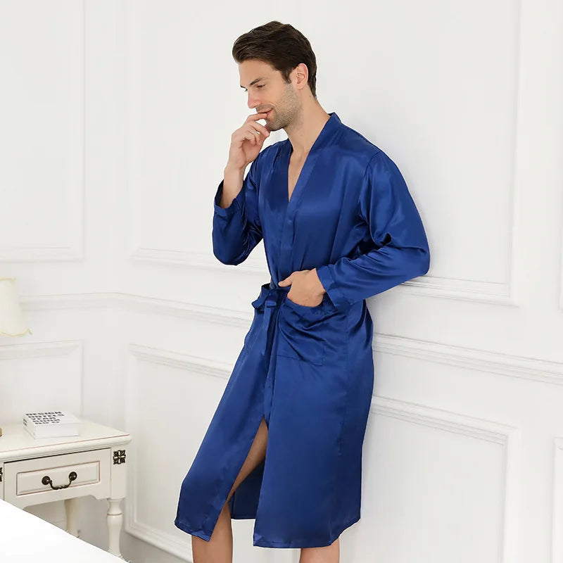 Silk Rayon Robe Casual Sleepwear V-Neck Kimono