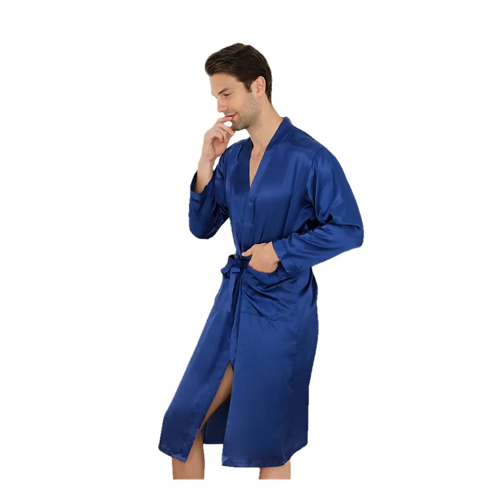 Silk Rayon Robe Casual Sleepwear V-Neck Kimono