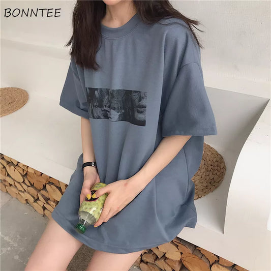 T-Shirts Women Printed Korean Style