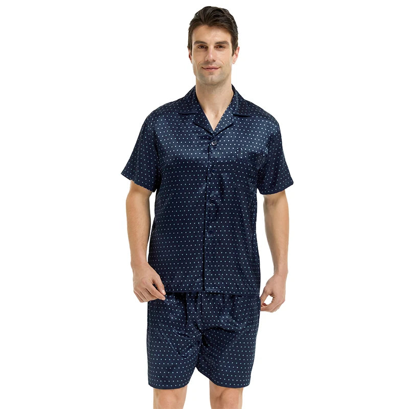 Tony&Candice Satin Silk Pajamas Shorts for Men Rayon Silk