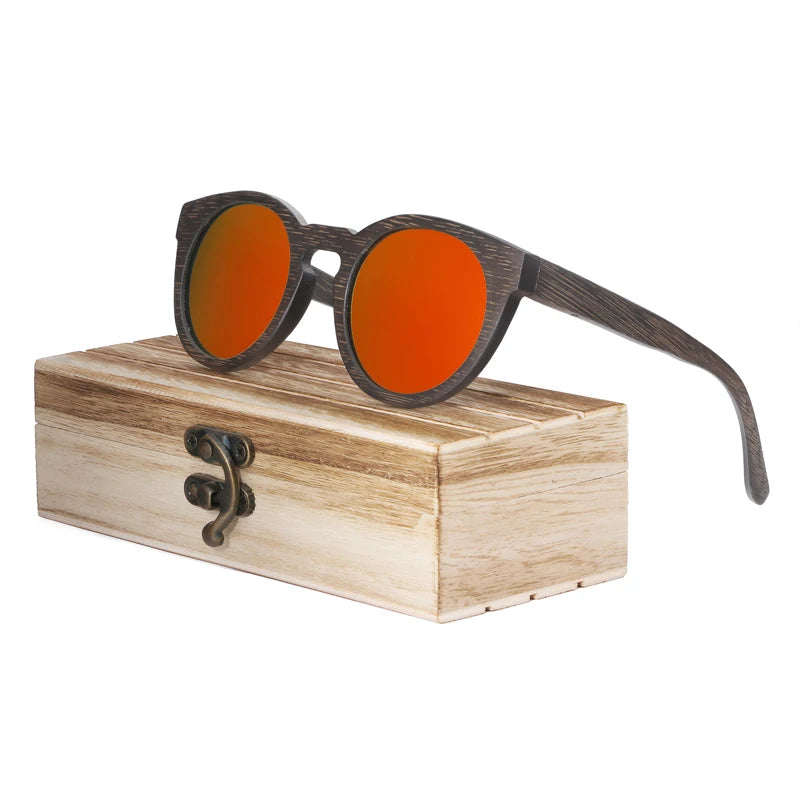 BerWer New Round Top Bamboo Sunglasses