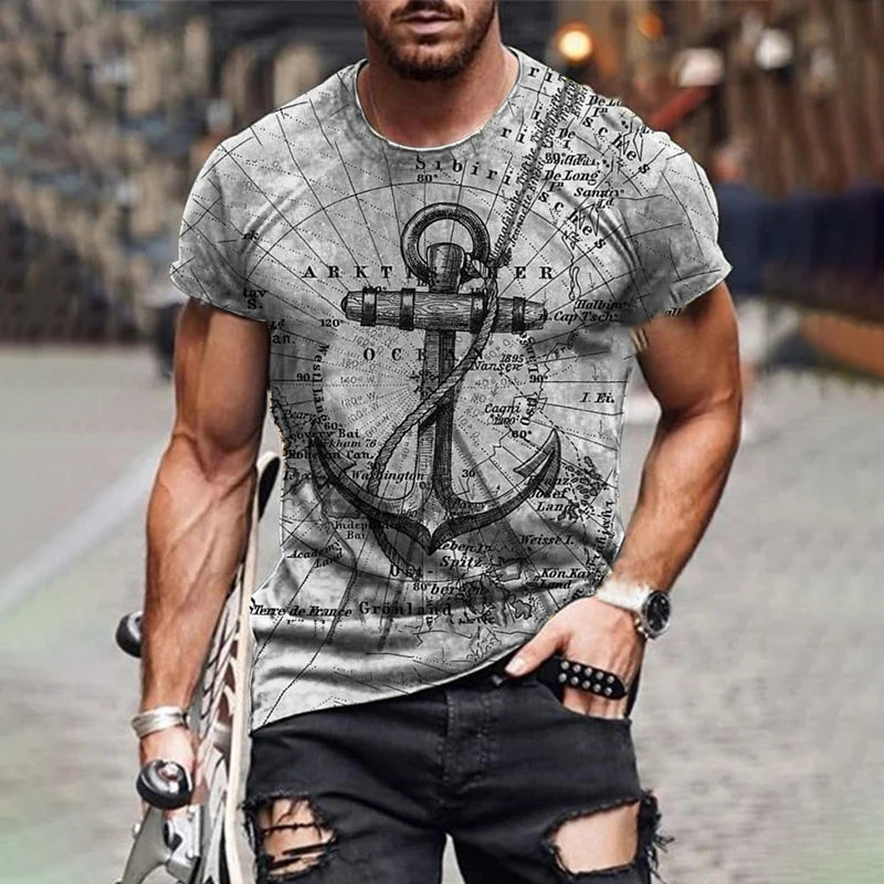 Anchor 3D Printed T Shirt Men