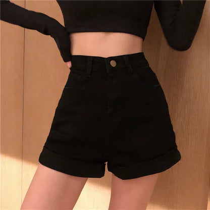 Shorts Women Summer Korean Chic Retro High Waist Slim Womens