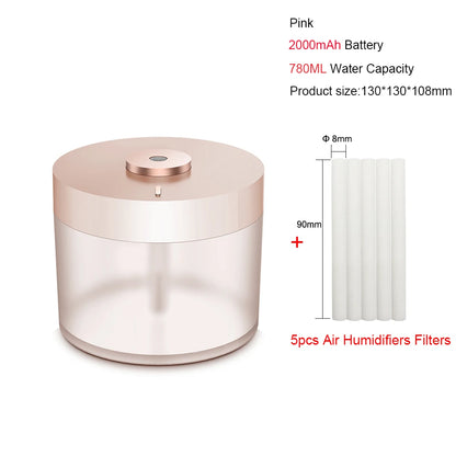 Portable Air Humidifier Wireless 2000mAh Usb Rechargeable Electric  Night Lamp