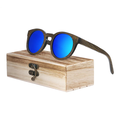 BerWer New Round Top Bamboo Sunglasses