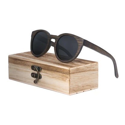 BerWer New Round Top Bamboo Sunglasses