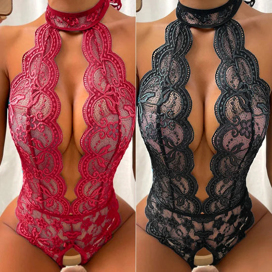 Allure Crotchless Lace Bra & Panty Set