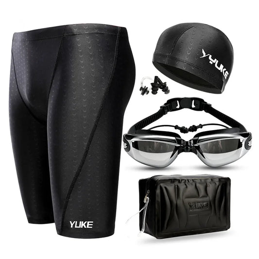 YUKE Men Swimming Trunks  Competition Swim Equipment Goggles With Ear-Plug