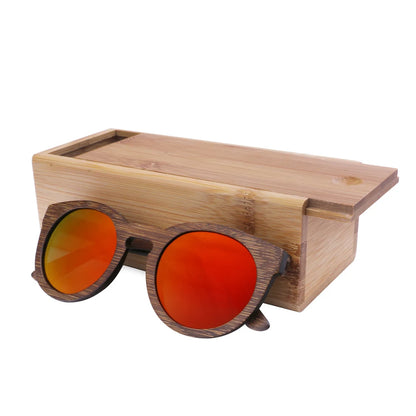 BerWer New Round Top Bamboo Sunglasses