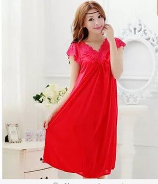 Crimson Lace Plus Size Nightdress