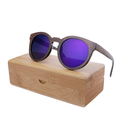 BerWer New Round Top Bamboo Sunglasses