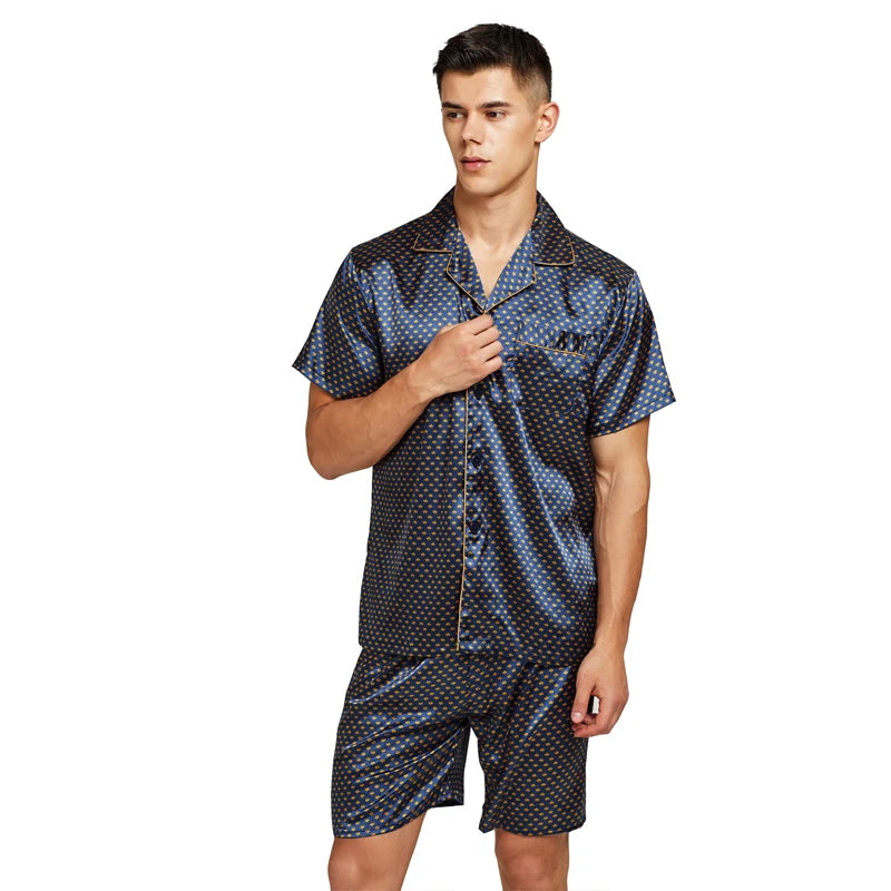 Tony&Candice Satin Silk Pajamas Shorts for Men Rayon Silk