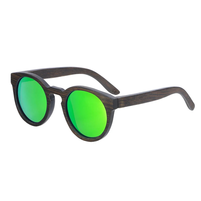 BerWer New Round Top Bamboo Sunglasses