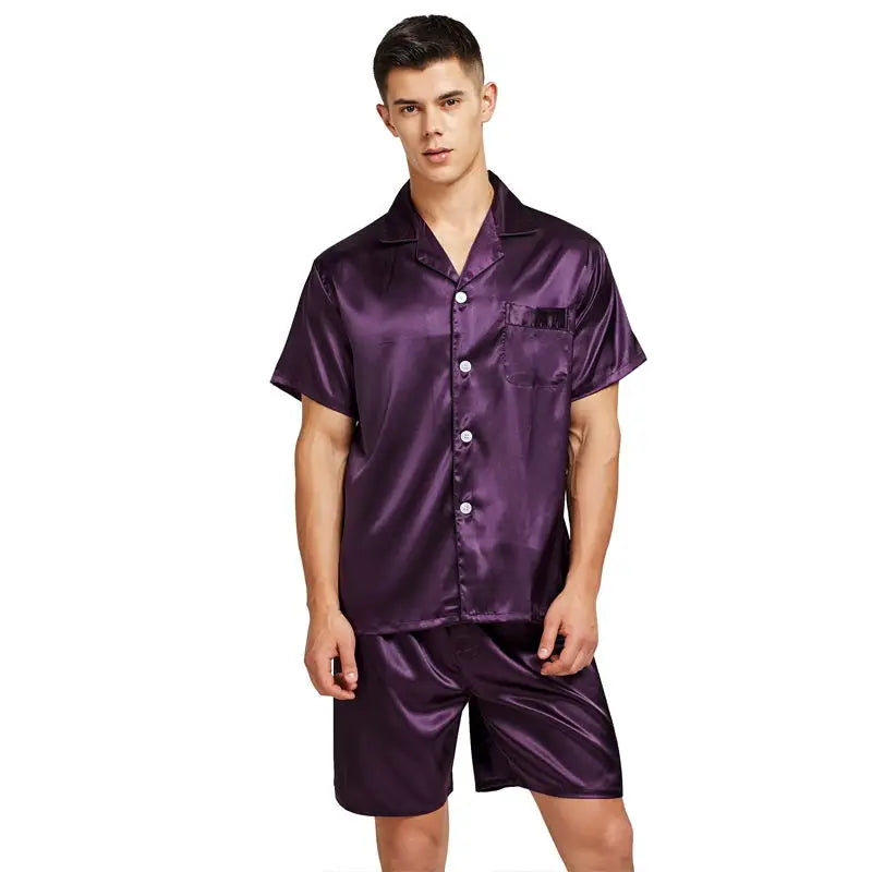 Tony&Candice Satin Silk Pajamas Shorts for Men Rayon Silk