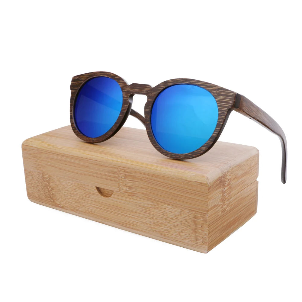 BerWer New Round Top Bamboo Sunglasses