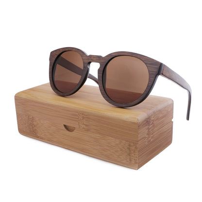 BerWer New Round Top Bamboo Sunglasses