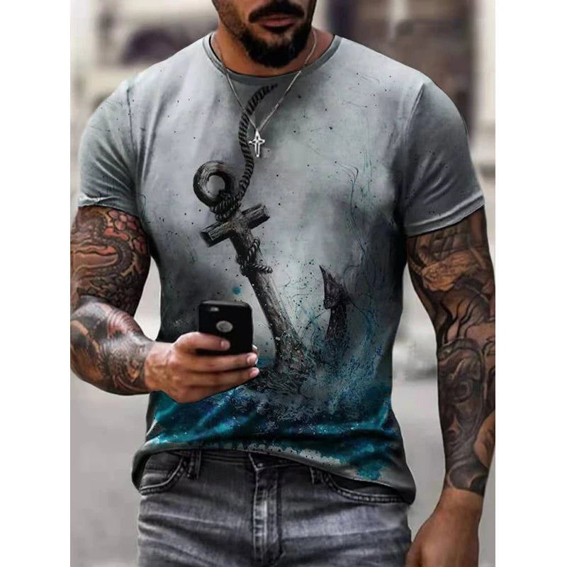 Anchor 3D Printed T Shirt Men