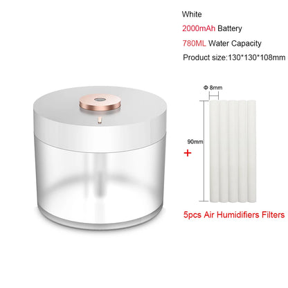 Portable Air Humidifier Wireless 2000mAh Usb Rechargeable Electric  Night Lamp