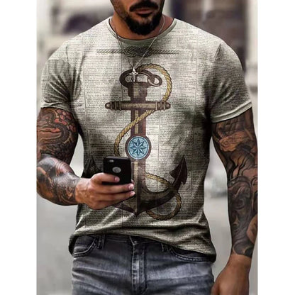 Anchor 3D Printed T Shirt Men