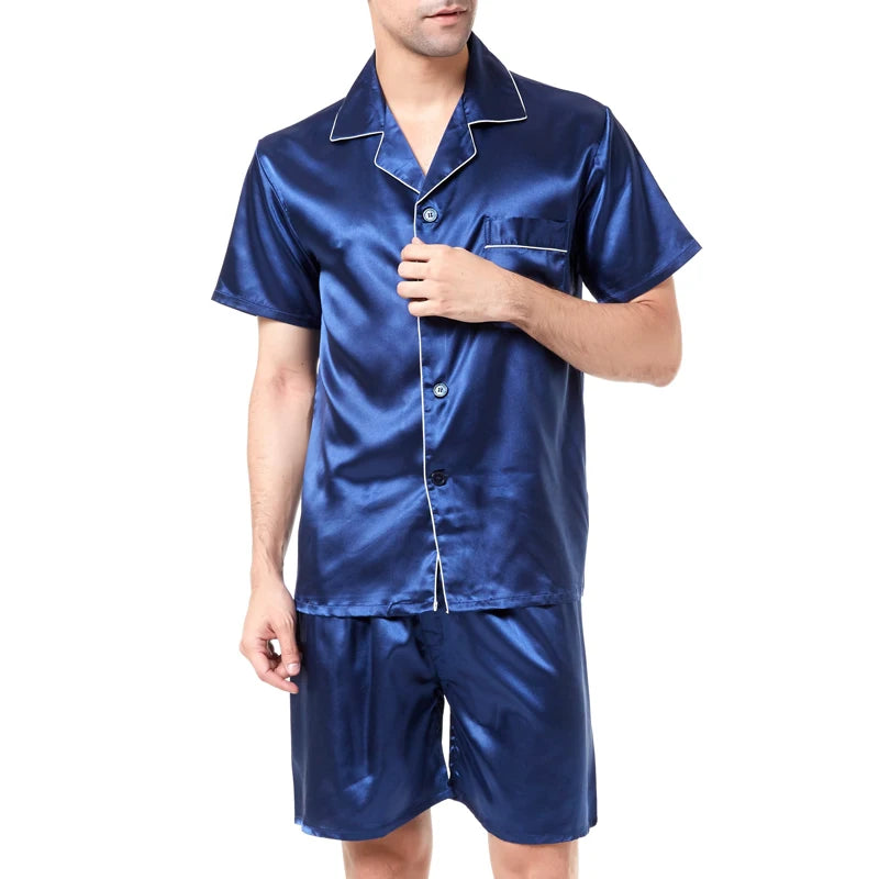 Tony&Candice Satin Silk Pajamas Shorts for Men Rayon Silk