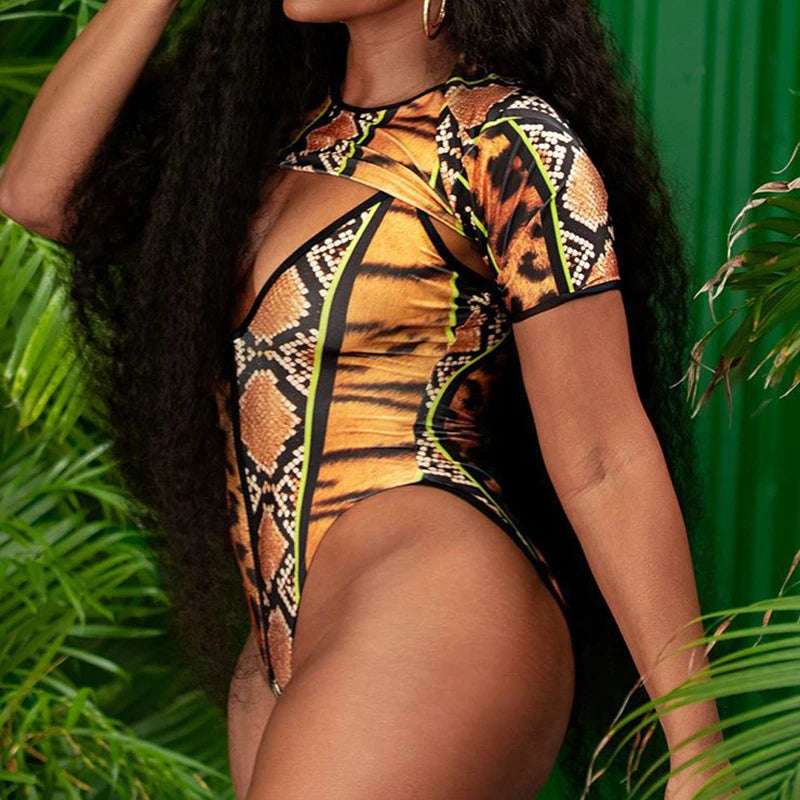 Plus Size African Print One Piece Swimsuit