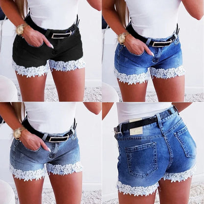 Slim Denim Shorts för kvinnor