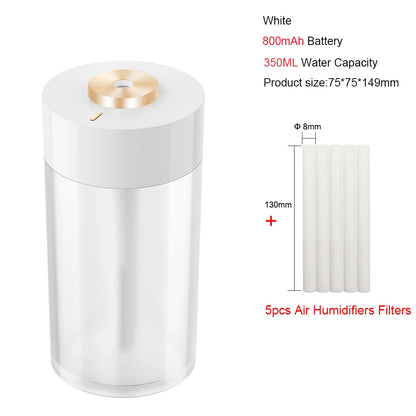 Portable Air Humidifier Wireless 2000mAh Usb Rechargeable Electric  Night Lamp