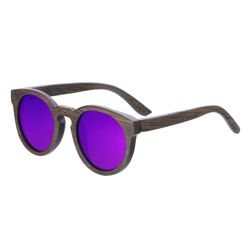 BerWer New Round Top Bamboo Sunglasses